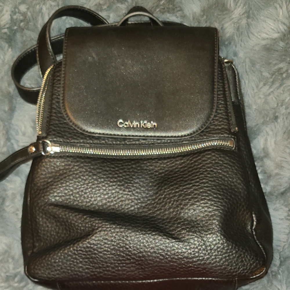 Calvin Klein Black Pebbled Leather Mini Backpack